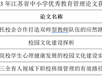 关于公布2023年江苏省中小学优秀教育管理论文 评选结果的通知